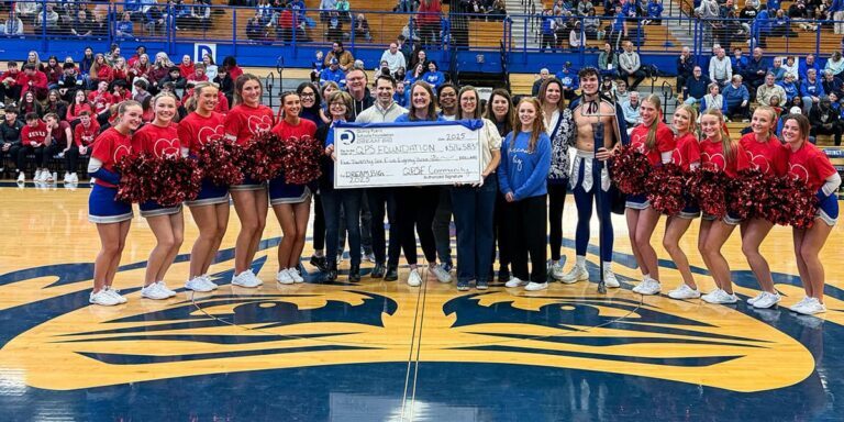 Dream Big Campaign 2025 fundraiser check in Blue Devil Gym